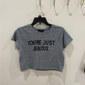 Forever 21 Gray Graphic Crop Top